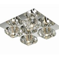 Plafon Rubic 4 top AZzardo 1798-4X AZ0492  transparentne klosze z akrylu idealny do salonu kwadratowa podstawa