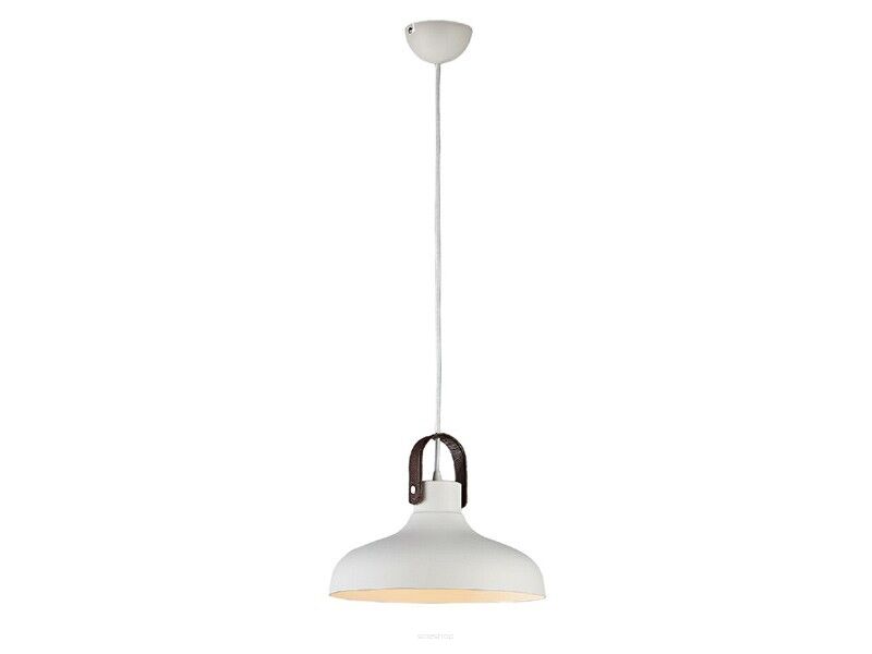 Lampa wisząca Tessio 30 AZzardo AZ1289  z metalu oraz skóry, klosz ma kolor biały nowoczesna