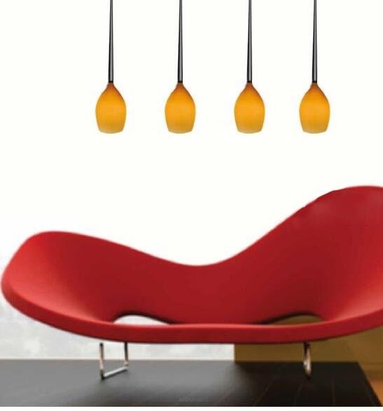 Lampa wisząca Izza 4 amber AZzardo MD1288B-4SO AZ1227 bursztynowe szklane klosze nowoczesna