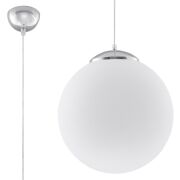Lampa Wisząca Biała Kula UGO 40 LED SL.0265 nowoczesna klosz z białego szkła w kształcie kuli metalowe elementy w kolorze srebrnym