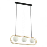 Lampa wisząca Grosetta PND-53423-3-GD Italux trzy kule umieszczone w podwójnej złotej eliptycznej ramce - 2