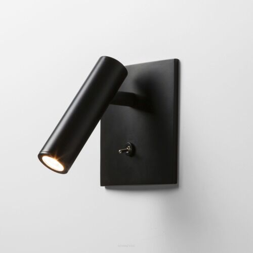 Lampa ścienna Enna Square Switched- Astro 7496 regulowana głowica aluminium w kolorze czarnym LED prostokątna podstawa tuba włącznik 1058024