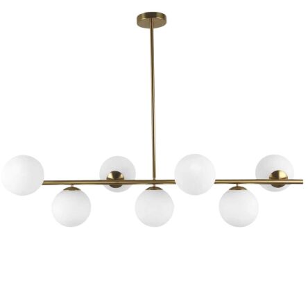 Lampa wisząca FREDICA LDP 6030-7 (MD) Lumina Deco MOSIĘŻNA podstawa białe klosze