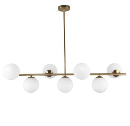 Lampa wisząca FREDICA LDP 6030-7 (MD) Lumina Deco MOSIĘŻNA podstawa białe klosze