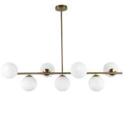 Lampa wisząca FREDICA LDP 6030-7 (MD) Lumina Deco MOSIĘŻNA podstawa białe klosze