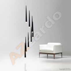 Lampa wisząca Stylo 8 AZzardo MD1220A-8 BK AZ0161 czarna klosze w kształcie stożków na końcach szklane