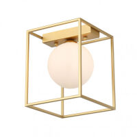 Lampa sufitowa MEDIAMO MXM-4582/1 GD Italux MODNY ZŁOTY KOLOR SZKLANY KLOSZ UMIESZCZONY W "KLATCE"