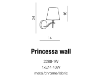 Kinkiet Princessa AZzardo 2286-1W AZ0723 jasny abażur nowoczesna  - 3