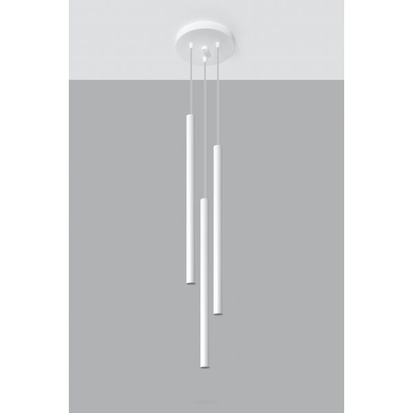 LAMPA WISZĄCA PASTELO 3P Biała Rura Walec Led SOLLUX  Lampa Ścienna NOWOCZESNY stal  SL.0467 metalowa lampa 