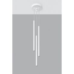 LAMPA WISZĄCA PASTELO 3P Biała Rura Walec Led SOLLUX  Lampa Ścienna NOWOCZESNY stal  SL.0467 metalowa lampa 