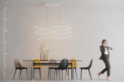Lampa wisząca WAVES AZ2913 nowoczesny styl kolor baiały aluminiowa 4 ledowe fale