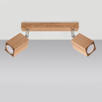 Lampa sufitowa KEKE 2 DĄB SL.1036 SOLLUX LIGHTING LISTWA DREWNIANA 2 REFLEKTORKI