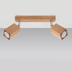 Lampa sufitowa KEKE 2 DĄB SL.1036 SOLLUX LIGHTING LISTWA DREWNIANA 2 REFLEKTORKI
