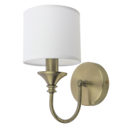 Kinkiet Abu Dhabi - W01844BR COSMO Light nowoczesna lampa z metalową podstawą o wykończeniu mosiądzu biały okrągły abażur w kształcie tuby