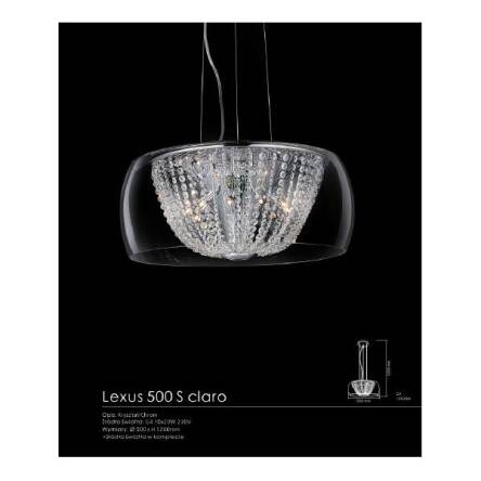 Lampa wisząca Lexus 500 S claro Orlicki Design  CHROMOWANE WYKOŃCZENIE  KLOSZ Z TRANSPARENTNEGO SZKŁA KRYSZTAŁY