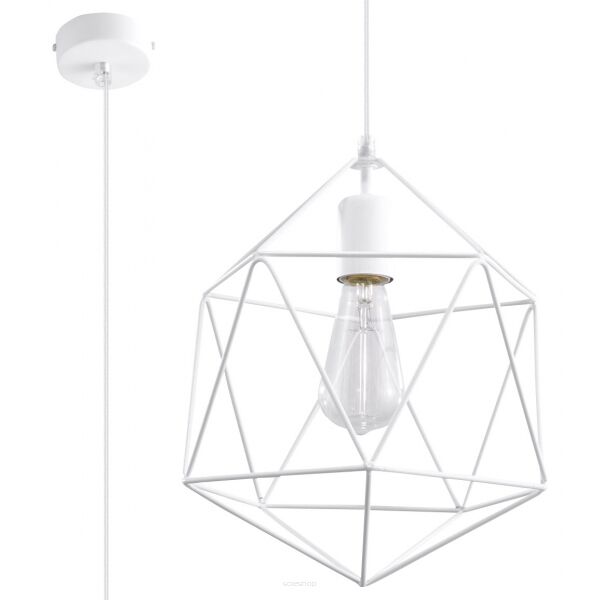 Loftowa Nowoczesna Lampa wisząca  Gaspare biała SL.0290 klosz z metalu druciasty
