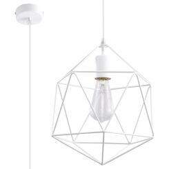 Loftowa Nowoczesna Lampa wisząca  Gaspare biała SL.0290 klosz z metalu druciasty