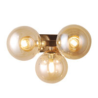 Kinkiet Marbelio WL-6161-3 GO+CO Italux 3 kule bursztynowe szkło