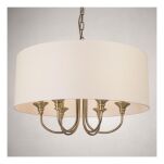 Lampa wisząca Abu Dhabi - P06871BR COSMO Light nowoczesna lampa z metalową podstawą o wykończeniu mosiężnym biały okrągły abażur w kształcie tuby 60 cm  - 4