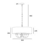 Lampa wisząca Abu Dhabi - P06871BR COSMO Light nowoczesna lampa z metalową podstawą o wykończeniu mosiężnym biały okrągły abażur w kształcie tuby 60 cm  - 6