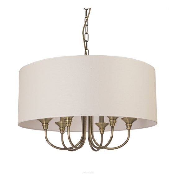 Lampa wisząca Abu Dhabi - P06871BR COSMO Light nowoczesna lampa z metalową podstawą o wykończeniu mosiężnym biały okrągły abażur w kształcie tuby 60 cm 
