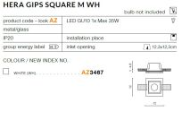 Lampa sufitowa wpustowa HERA GIPS SQUARE M WH biała minimalistyczyna - 2