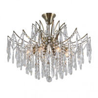 Lampa wisząca Mallola PND-56808-8 Italux Elegancka antyczny brąz + kryształki