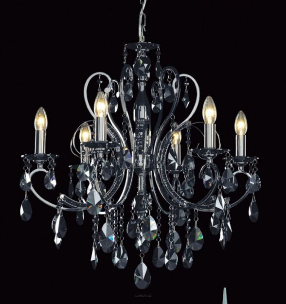 Żyrandol Barocco Chrome MD72709-6B Italux  czarna kryształki styl pałacowy elagancki