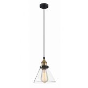Lampa wisząca Getan  MDM-2564/1 Italux styl skandynawski  klosz z transparentnego szkła w kształcie stożka metalowe elementy mają kolor złoty i czarny