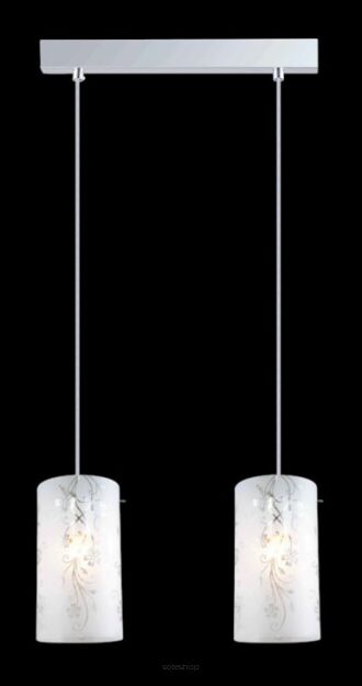 Lampa wisząca Valve MDM1672/2 Italux nowoczesna lampa wykończenie w kolorze chromu klosze w kształcie tub ze szkła z dekoracyjnym motywem kwiatowym