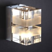 Kinkiet Cubric MB9216-2A Italux  nowoczesna lampa wykończenie w kolorze chromu klosz w kształcie kostki transparentno-mleczny