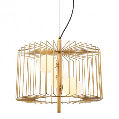 Lampa wisząca DAREN MDM-3937/3 GD Italux NIESAMOWITY DRUCIANY KLOSZ W KOLORZE ZŁOTYM 