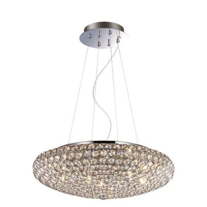 Lampa wisząca KING SP7 Ideal Lux  087979   klosz składający się z metalowych pierścieni wypełnionych kryształkami kolor chromu