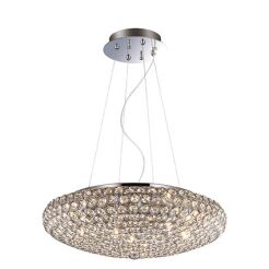 Lampa wisząca KING SP7 Ideal Lux  087979   klosz składający się z metalowych pierścieni wypełnionych kryształkami kolor chromu