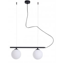 Lampa wisząca BERYL GLASS czarna 2 białe kule ALDEX 1006H1  