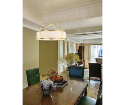 Lampa wisząca Stanza Old Gold M Orlicki Design artdeco beżowy abażur