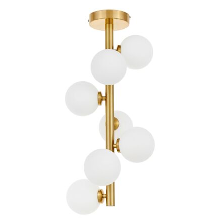 Lampa sufitowa PETRICA W7 LDC 6033-7 (MD) Lumina Deco mosiężna z białymi kulami