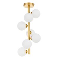 Lampa sufitowa PETRICA W7 LDC 6033-7 (MD) Lumina Deco mosiężna z białymi kulami