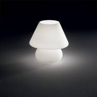 Lampa stołowa Prato TL1 BIG BIANCO Ideal Lux  074702   klosz wykonany z dmuchanego szkła ma kolor biały