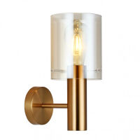 Kinkiet SARDO WL-5581-1A-BRO+AMB Italux Stalowa podstawa w kolorze mosiądzu bursztynowy klosz