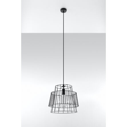 Lampa wisząca GATE CZARNA SL.0663 NOWOCZESNY DRUCIANY ABAŻUR SOLLUX 
