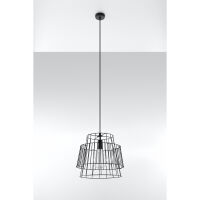 Lampa wisząca GATE CZARNA SL.0663 NOWOCZESNY DRUCIANY ABAŻUR SOLLUX 
