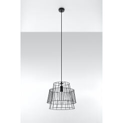 Lampa wisząca GATE CZARNA SL.0663 NOWOCZESNY DRUCIANY ABAŻUR SOLLUX 