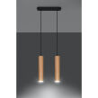 LAMPA  WISZĄCA LINO 2  DREWNIANE TUBY NA CZARNEJ  PODŁUŻNEJ PODSUFITCE PROSTA ELEGANCKA SL.0637 SOLLUX - 3