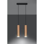 LAMPA  WISZĄCA LINO 2  DREWNIANE TUBY NA CZARNEJ  PODŁUŻNEJ PODSUFITCE PROSTA ELEGANCKA SL.0637 SOLLUX - 3