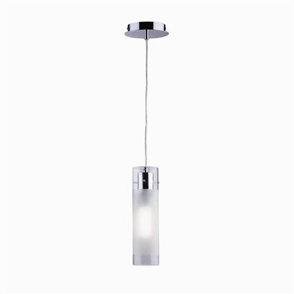 Lampa wisząca FLAM SP1 SMALL Ideal Lux  027357  kształt tuby chromowane wykończenie dyfuzor ze szkła piaskowanego