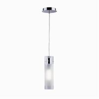 Lampa wisząca FLAM SP1 SMALL Ideal Lux  027357  kształt tuby chromowane wykończenie dyfuzor ze szkła piaskowanego