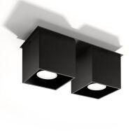 Lampa sufitowa podwójny plafon Quad 2 SOLLUX LIGHTING Czarny kostka SL.0063 techniczna nowoczesna kwadratowa