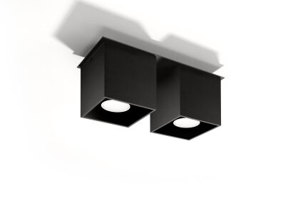 Lampa sufitowa podwójny plafon Quad 2 SOLLUX LIGHTING Czarny kostka SL.0063 techniczna nowoczesna kwadratowa