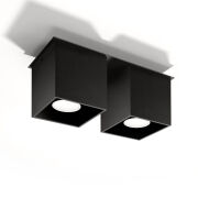 Lampa sufitowa podwójny plafon Quad 2 SOLLUX LIGHTING Czarny kostka SL.0063 techniczna nowoczesna kwadratowa